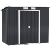 Outsunny Storage shed with ventilation windows, sliding doors, galvanized steel, 213 x 130 x 172 cm, Dark gray