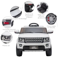HOMCOM Voiture véhicule électrique Enfants 12 V - Télécommande parentale fournie - V. Max. 5 Km/h - Effets sonores, Lumineux - Land Rover Discovery HSE Blanc(m-4)