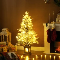 HOMCOM Künstlicher Weihnachtsbaum, schneebedeckter Look, 100 LEDs, 8 Modi, Kunststoff(m-8)