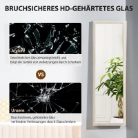 HOMCOM 160 x 50 cm Ganzkörperspiegel, vielseitig verwendbar, rechteckiges Design mit Rahmen, Weiß(m-7)