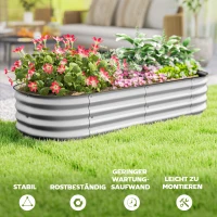 Outsunny Hochbeet Pflanzenbeet, modulares Hochbett, geschützte Kanten, Design ohne Boden,  150 x 62 x 30 cm, Silber(m-7)
