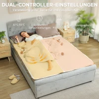HOMCOM Heizdecke mit Dualzonensteuerung 160 x 140 cm maschinenwaschbar mit 5 Heizstufen, 10 Stunden Timer, Überhitzungsschutz(m-5)