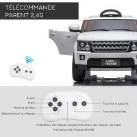 HOMCOM Voiture véhicule électrique Enfants 12 V - Télécommande parentale fournie - V. Max. 5 Km/h - Effets sonores, Lumineux - Land Rover Discovery HSE Blanc(m-6)