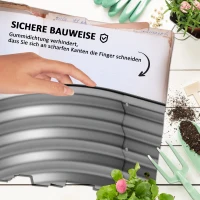 Outsunny Hochbeet Pflanzenbeet, modulares Hochbett, geschützte Kanten, Design ohne Boden,  150 x 62 x 30 cm, Silber(m-6)