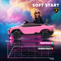 AIYAPLAY 12V Licensed Lamborghini Electric Cars for Kids, Ride On Car with Remote Control for 3-6 Years Old, Pink(m-7)