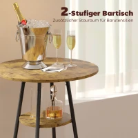 HOMCOM 3-teiliges Bartisch-Set mit 2 gepolsterten Hockern, Kunstleder-Bezug, Rückenlehne, Metallgestell, Braun(m-4)