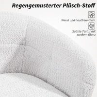HOMCOM Gepolsterter Bürostuhl mit Plüschbezug, Wannen-Design, rollbarer Schreibtischstuhl, Stahlbasis, Creme+Schwarz(m-4)