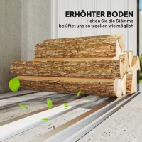 Outsunny Brennholzschuppen, Feuerholzunterstand, Stahl, erhöhter Boden, Schrägdach, 150 x 66,5 x 150 cm, Dunkelgrau(m-5)