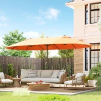 Outsunny 4.6m Double Garden Parasol - Orange(m-2)