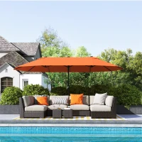 Outsunny 4.6m Double Garden Parasol - Orange(m-9)