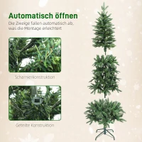 HOMCOM Weihnachtsbaum künstlich 180 cm Christbaum mit 605 dichten Zweigen, 200 warmweiß LED Indoor(m-7)