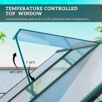 Outsunny 6x6 FT Polycarbonate Greenhouse with Base and Raised Bed, Walk-in Greenhouse with Aluminium Frame, Temperature Controlled Window, Foundation for Plants, Flowers, Vegetable(m-6)