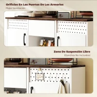 HOMCOM Aparador para Salón con 2 Puertas con Orificios Cajón Compartimentos Abiertos Estantes Ajustables 100x40x80 cm Blanco(m-6)