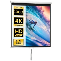 HOMCOM Beamer Leinwand 152 x 152 cm 85 Zoll 1:1 HD 4K Projektionsleinwand für Heimkino Büro-Präsentationen(m-11)