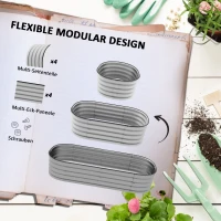 Outsunny Hochbeet Pflanzenbeet, modulares Hochbett, geschützte Kanten, Design ohne Boden,  150 x 62 x 30 cm, Silber(m-4)