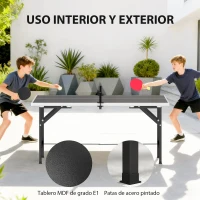 SPORTNOW Mini Mesa de Ping-Pong Plegable con Red 2 Raquetas y 3 Pelotas para Interior y Exterior 152x76x70 cm Negro(m-6)