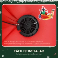 Outsunny Papá Noel Hinchable con Trineo Pingüinos y Renos Luces LED Decoración de Navidad para Exterior e Interior 180x120x155 cm(m-5)