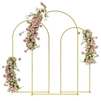 Outsunny Lot de 3 supports d'arche de fond en métal doré pour mariage, 2,2 m, 2 m, 1,8 m, arche de mariage fête d'anniversaire(m-10)