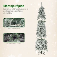 HOMCOM Árbol de Navidad Estrecho 225 cm con Luces LED Bicolores 11 Modos de Iluminación Temporizador 800 Ramas Verde(m-7)