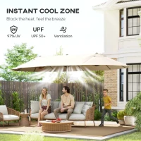 Outsunny 4.6m Double Garden Parasol - Beige(m-5)