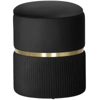 HOMCOM Velvet-Feel Storage Ottoman - Black(m-1)