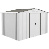 Outsunny Gartenhaus 277x195x192 cm Metall-Außenschuppen zur Aufbewahrung von Werkzeugen Silber und Grau(m-1)