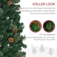 HOMCOM Künstlicher Weihnachtsbaum, schlank, Tannenzapfen, flammenhemmend, 46 x 165 cm, Grün(m-7)