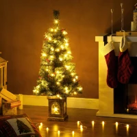 HOMCOM Künstlicher Weihnachtsbaum 120 cm Tannenbaum künstlich mit 100 LED Beleuchtung, 8 Modi, 214 Spitzen(m-8)