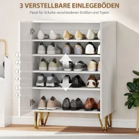 HOMCOM Schuhschrank mit 2 Türen, Schuhregal, Schuhaufbewahrung mit 3 Verstellbaren Ablagen 72 x 31,5 x 95 cm, Weiß(m-4)