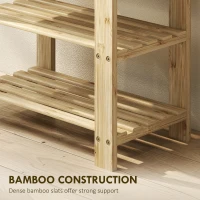 HOMCOM Two Shelf Bamboo Shoe Storage Bench - Natural Finish(m-7)