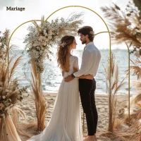 Outsunny Lot de 3 supports d'arche de fond en métal doré pour mariage, 2,2 m, 2 m, 1,8 m, arche de mariage fête d'anniversaire(m-6)