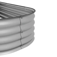 Outsunny Hochbeet Pflanzenbeet, modulares Hochbett, geschützte Kanten, Design ohne Boden,  150 x 62 x 30 cm, Silber(m-8)