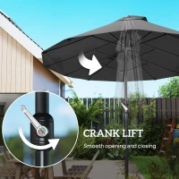 Outsunny 4.6m Double Garden Parasol - Black(m-7)