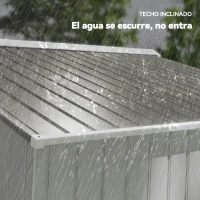 Outsunny Caseta de Jardín 277x195x192 cm Cobertizo de Exterior Metálico para Almacenamiento de Herramientas Plata y Gris(m-7)
