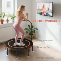 SPORTNOW Fitness-Trampolin mit verstellbarem Handlauf, Sport-Trampolin für drinnen und draußen, Stahl, Kunststoff, Orange(m-6)