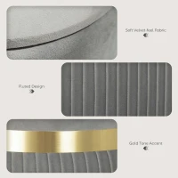 HOMCOM Velvet-Feel Storage Ottoman - Light Grey(m-5)