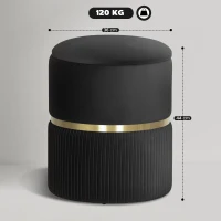 HOMCOM Velvet-Feel Storage Ottoman - Black(m-3)