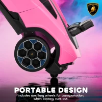 AIYAPLAY 12V Licensed Lamborghini Electric Cars for Kids, Ride On Car with Remote Control for 3-6 Years Old, Pink(m-6)