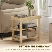 HOMCOM Two Shelf Bamboo Shoe Storage Bench - Natural Finish(m-6)