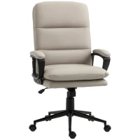 Vinsetto Office Chair, PU Leather Computer Desk Chair Office Chair with Adjustable Height and Swivel Rolling Wheels for Work Study, Light Grey(m-10)
