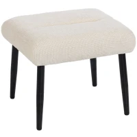 HOMCOM Taburete con cojín suave, patas de acero, reposapiés de chenilla, 45 x 41 x 38 cm, blanco crema(m-1)