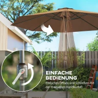 Outsunny Parasol knikscherm tuinscherm strandscherm met stalen handslinger Ø 3 m(m-5)