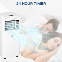 HOMCOM 9000 BTU Portable Air Conditioner for Cooling Dehumidifier Fan, Air Conditioning Unit for Room up to 28m², with Remote, 24H Timer, Window Mount Kit, R290, A Energy Efficiency, 1122W(m-9)