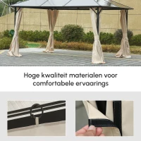 Outsunny Zijpanelen voor 3x3m Tuinhuisje, Polyester Privacy Panelen voor Tuinwoning Partytent, Beige(m-7)