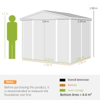 Outsunny Capanno per attrezzi in metallo, resistente alle intemperie e antiruggine, richiudibile,  2,40 x 2,06 x 1,98 m, Grigio scuro(m-3)