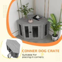 PawHut 2 in 1 Dog Crate Furniture Side Table, with Cushion, 104 x 55 x 63cm - Grey(m-5)