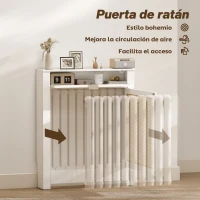 HOMCOM Cubre Radiadores con Puerta Abatible y Ratán Compartimento Diseño Bohemio para Salón Dormitorio Blanco(m-5)