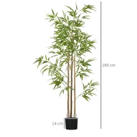 HOMCOM Plantă artificială Bambus copac artificial înălțime 180 cm cu ghiveci, decor interior, foarte realist(m-3)