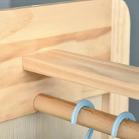 HOMCOM Oglindă de podea cu roți - Suport, 4 cârlige, raft MDF aspect lemn deschis(m-3)