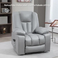 HOMCOM Opsta Stoel, Massage Stoel voor Ouderen met Liftfunctie en Zijvakken, 94x96x106 cm, Donkergrijs(m-5)